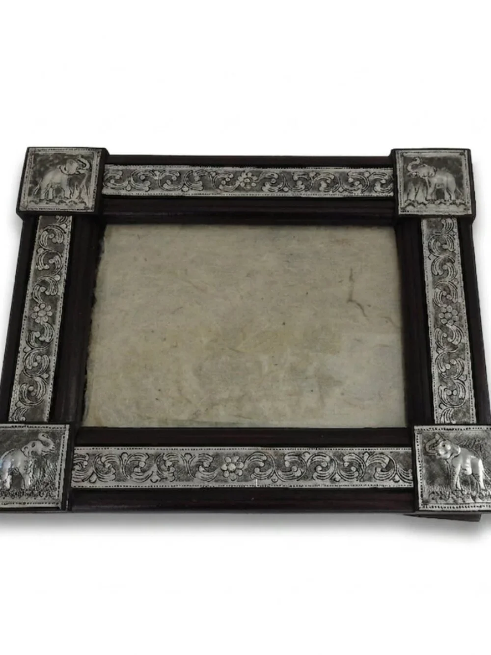 Vintage 5x7 Horizontal Elephant Wood Metal Frame Safari Decor